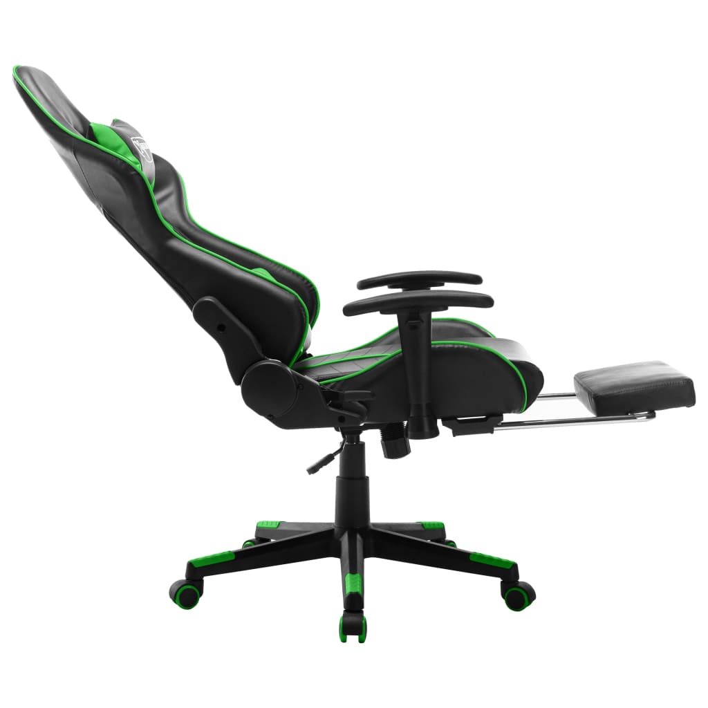 Chaise de jeu avec repose-pied Noir et vert Cuir artificiel - XIOS