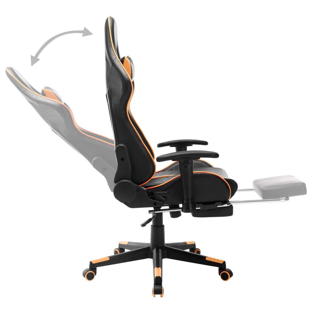 Chaise de jeu avec repose-pied Noir et orange Cuir artificiel - XIOS