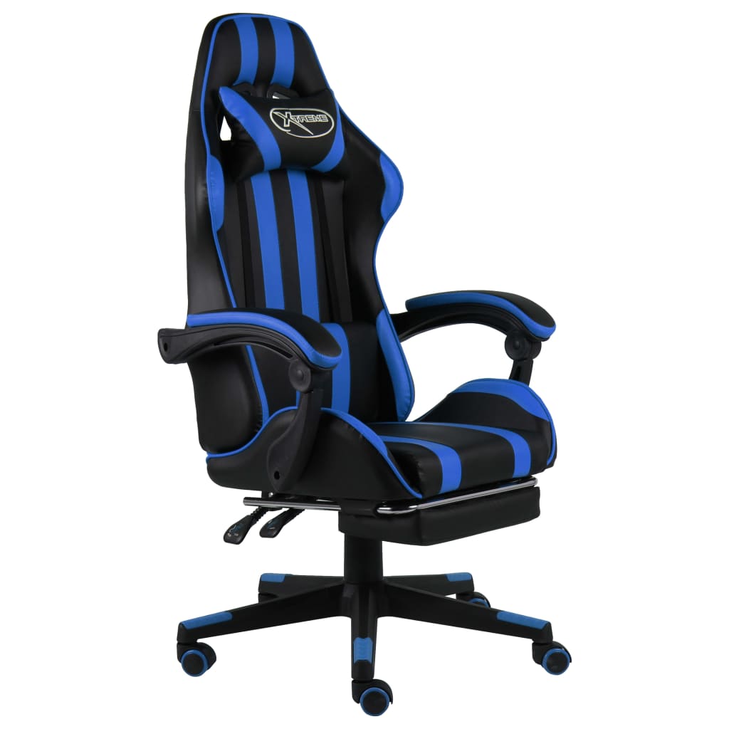 Fauteuil de jeux vidéo avec repose-pied Noir et bleu Similicuir - XIOS
