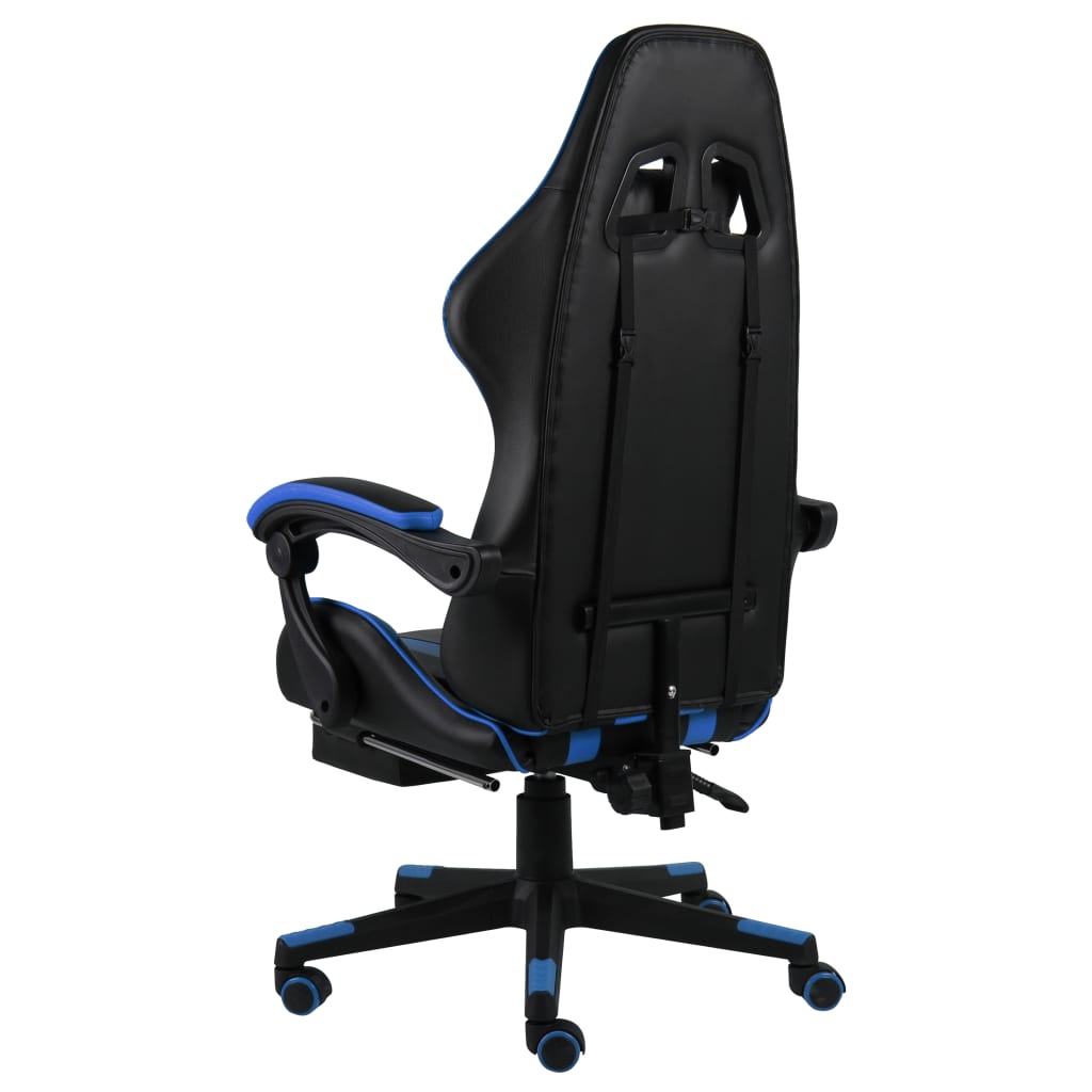 Fauteuil de jeux vidéo avec repose-pied Noir et bleu Similicuir - XIOS