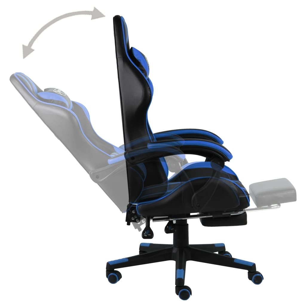 Fauteuil de jeux vidéo avec repose-pied Noir et bleu Similicuir - XIOS