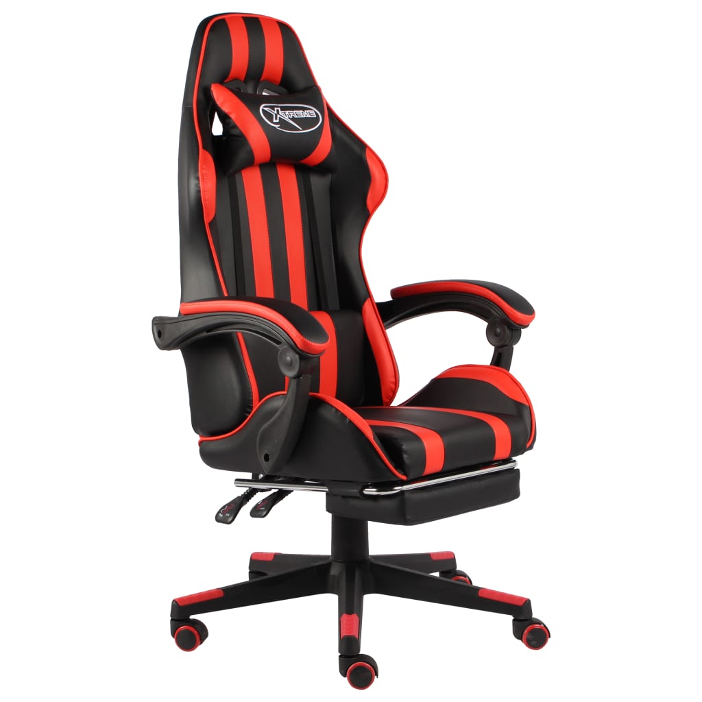 Fauteuil de jeux vidéo et repose-pied Noir et rouge Similicuir - XIOS