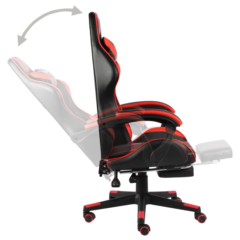 Fauteuil de jeux vidéo et repose-pied Noir et rouge Similicuir - XIOS
