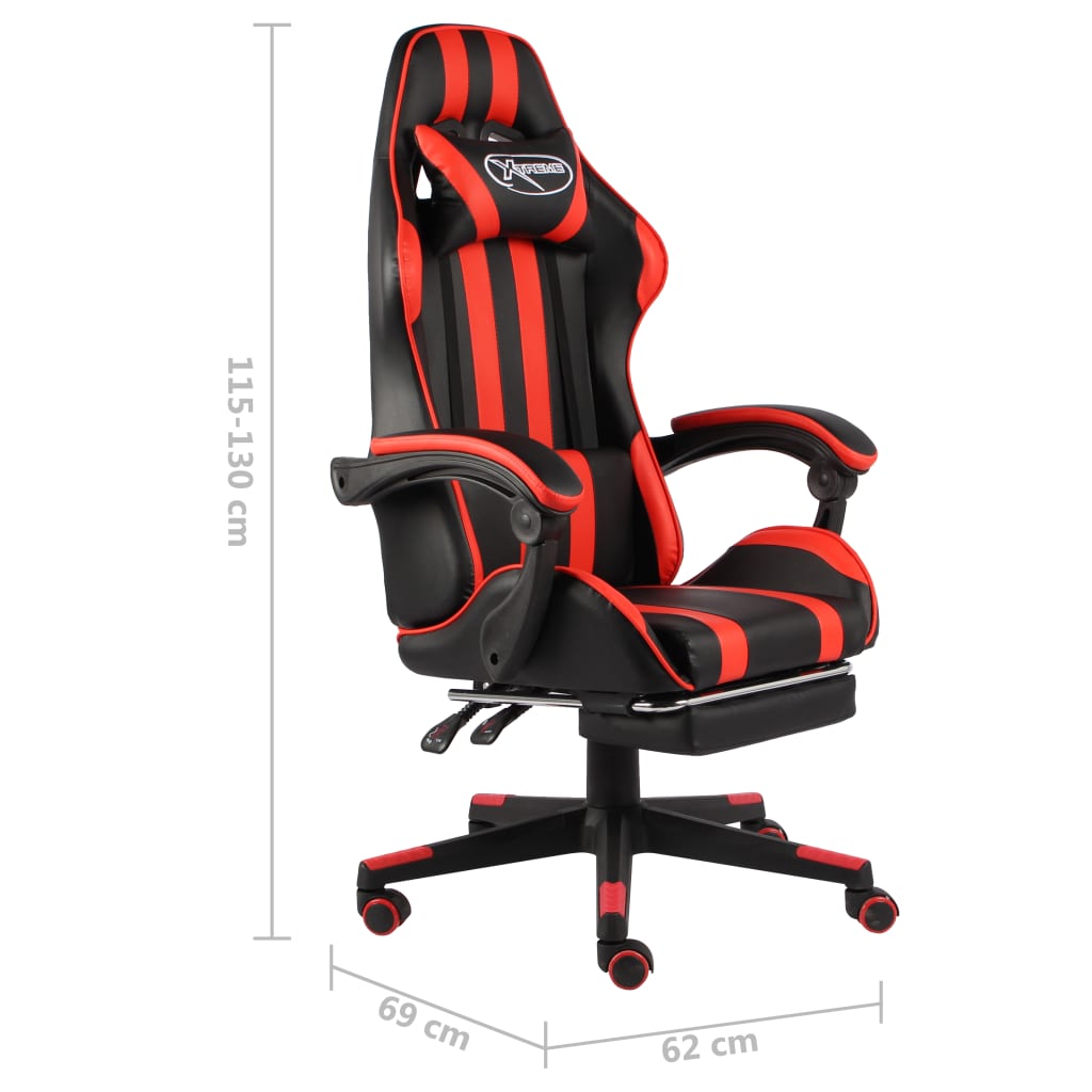 Fauteuil de jeux vidéo et repose-pied Noir et rouge Similicuir - XIOS