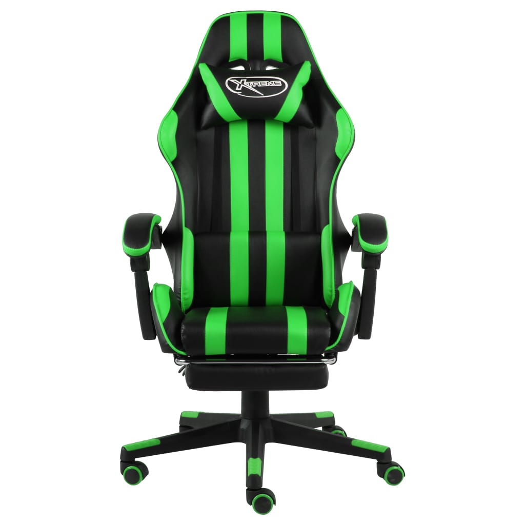 Fauteuil de jeux vidéo avec repose-pied Noir et vert Similicuir - XIOS