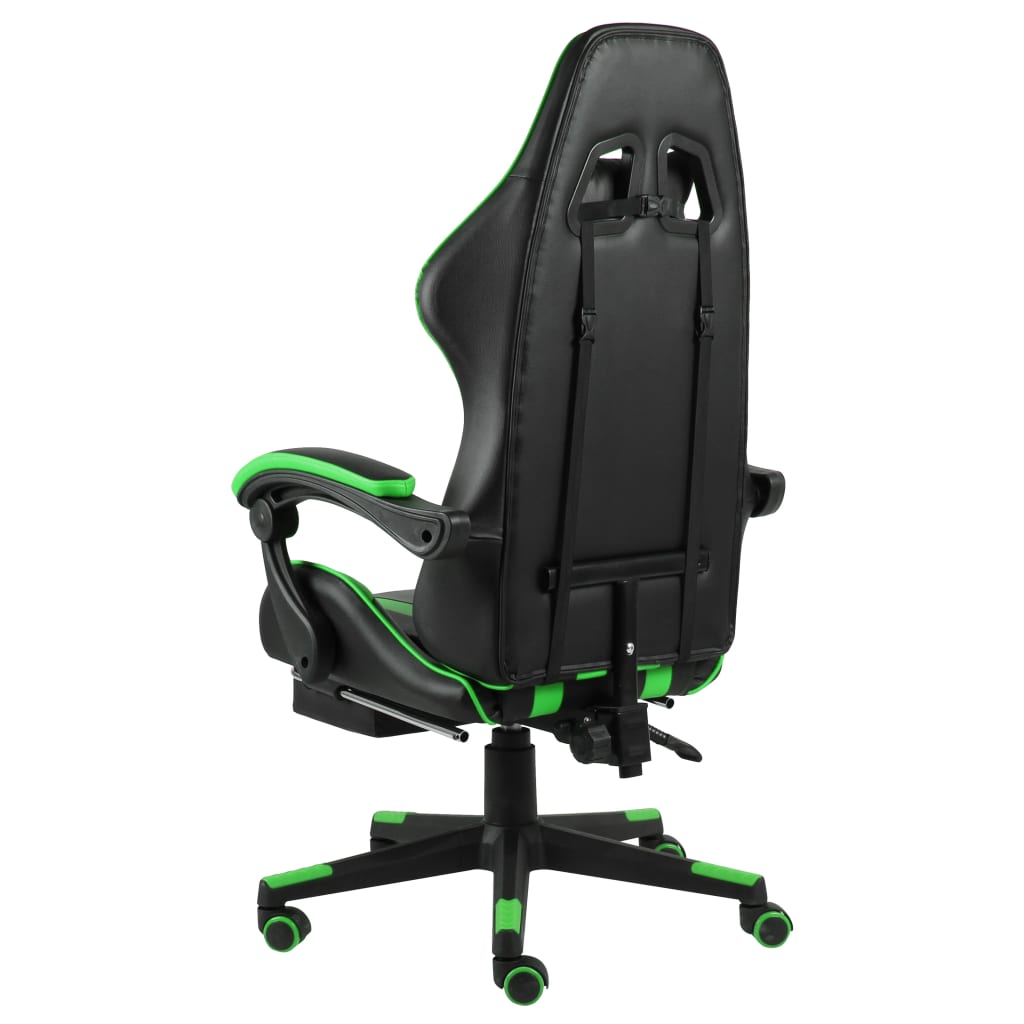 Fauteuil de jeux vidéo avec repose-pied Noir et vert Similicuir - XIOS
