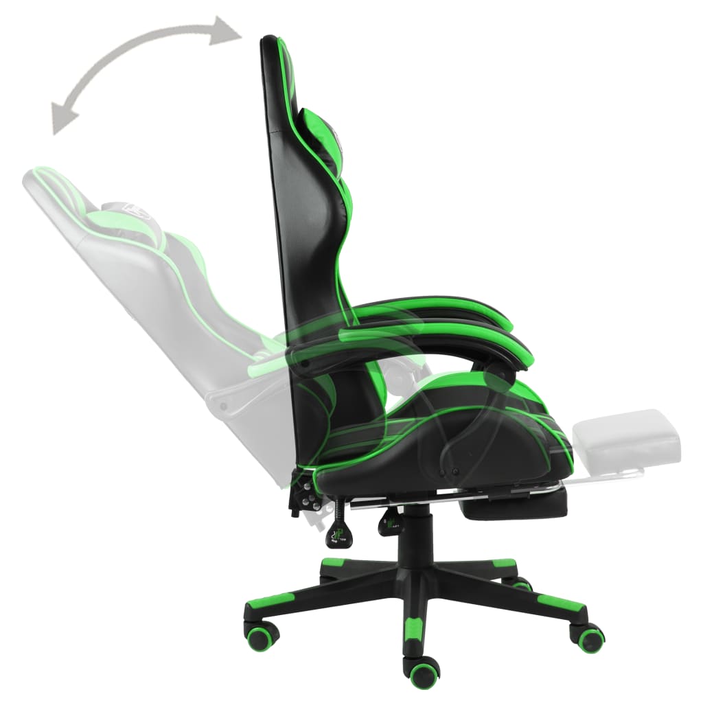 Fauteuil de jeux vidéo avec repose-pied Noir et vert Similicuir - XIOS