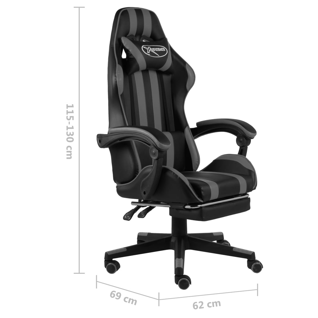 Fauteuil de jeux vidéo avec repose-pied Noir et gris Similicuir - XIOS