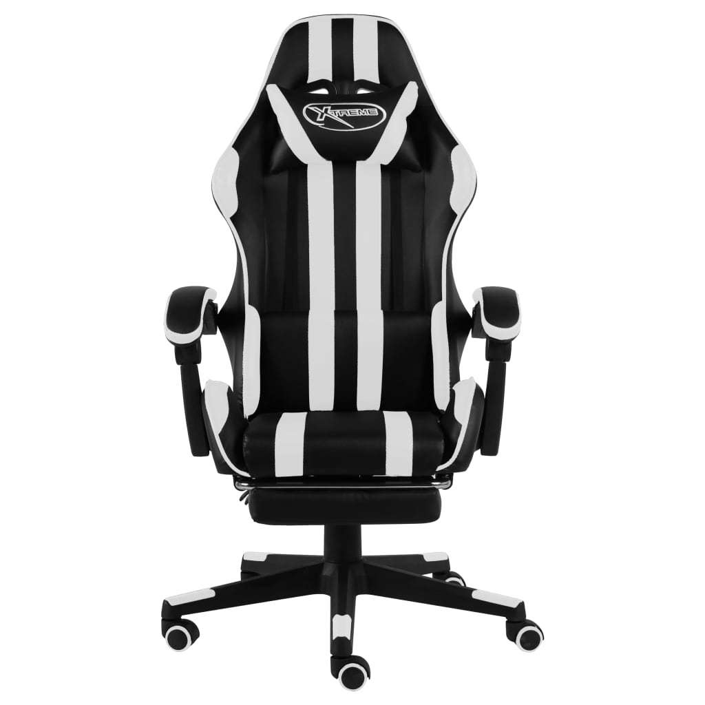 Fauteuil de jeux vidéo et repose-pied Noir et blanc Similicuir - XIOS