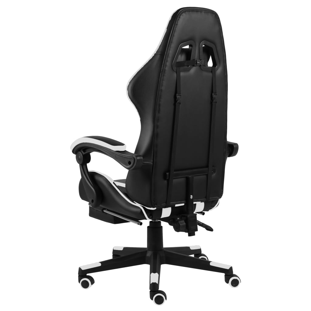 Fauteuil de jeux vidéo et repose-pied Noir et blanc Similicuir - XIOS