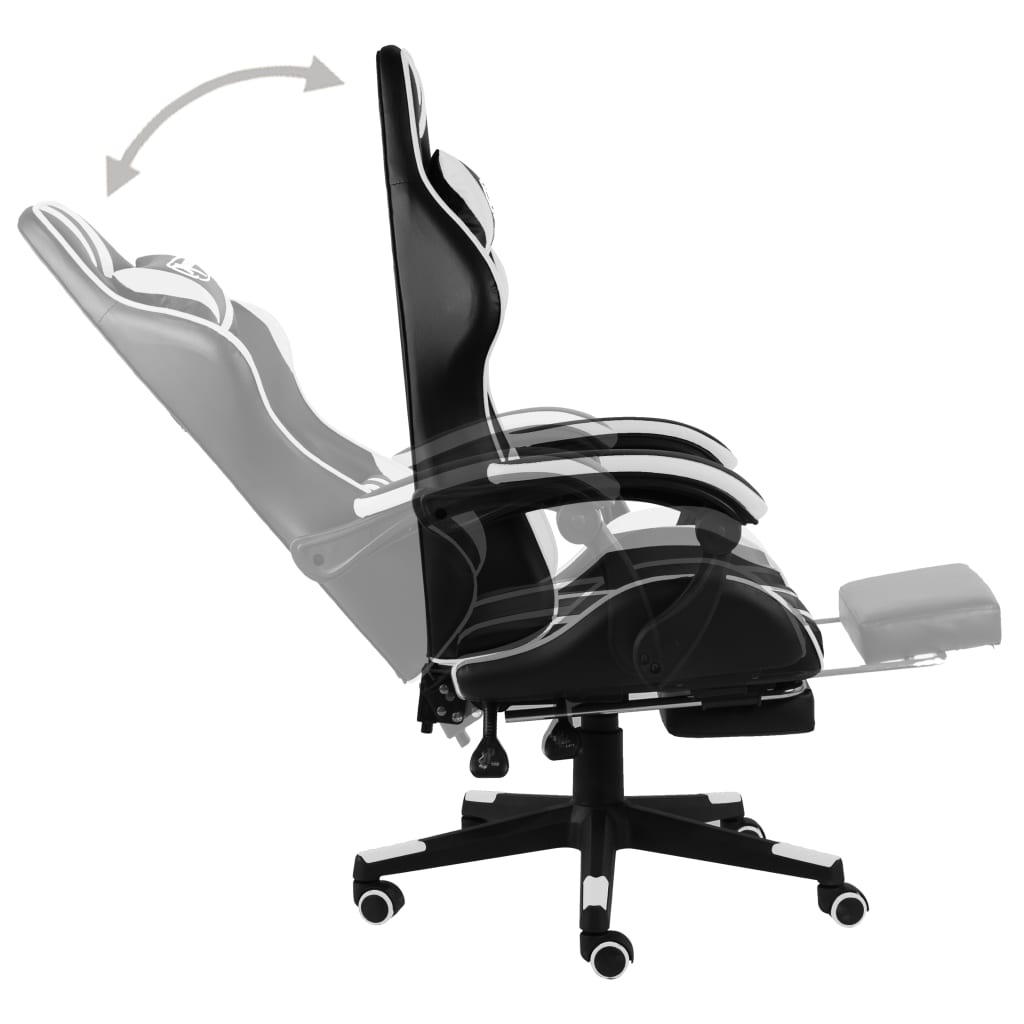 Fauteuil de jeux vidéo et repose-pied Noir et blanc Similicuir - XIOS