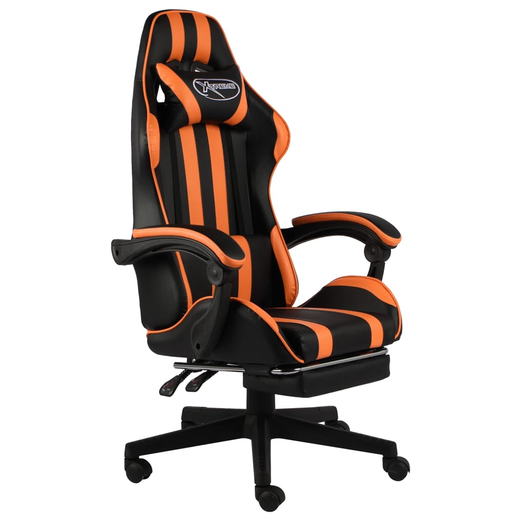 Fauteuil de jeux vidéo et repose-pied Noir et orange Similicuir - XIOS