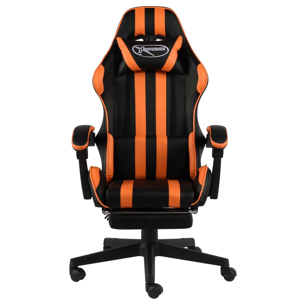 Fauteuil de jeux vidéo et repose-pied Noir et orange Similicuir - XIOS