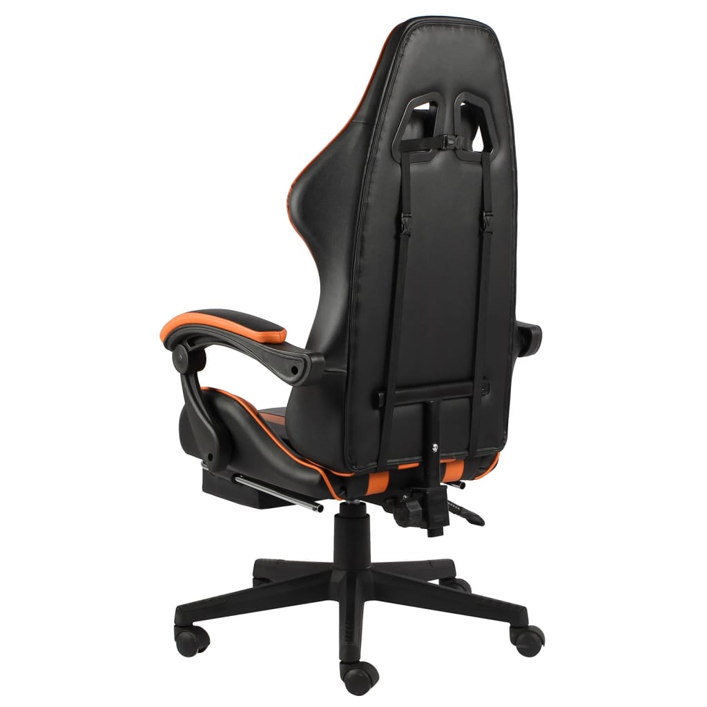 Fauteuil de jeux vidéo et repose-pied Noir et orange Similicuir - XIOS