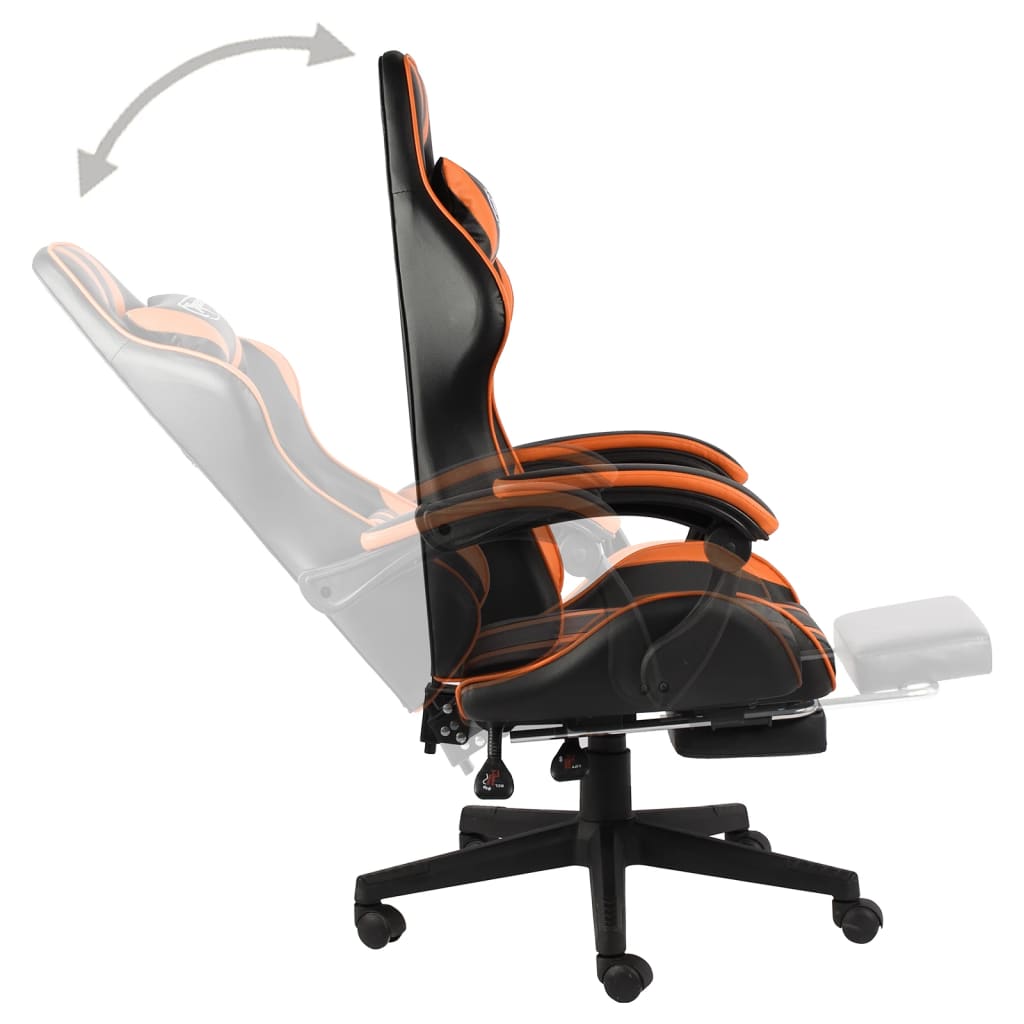 Fauteuil de jeux vidéo et repose-pied Noir et orange Similicuir - XIOS
