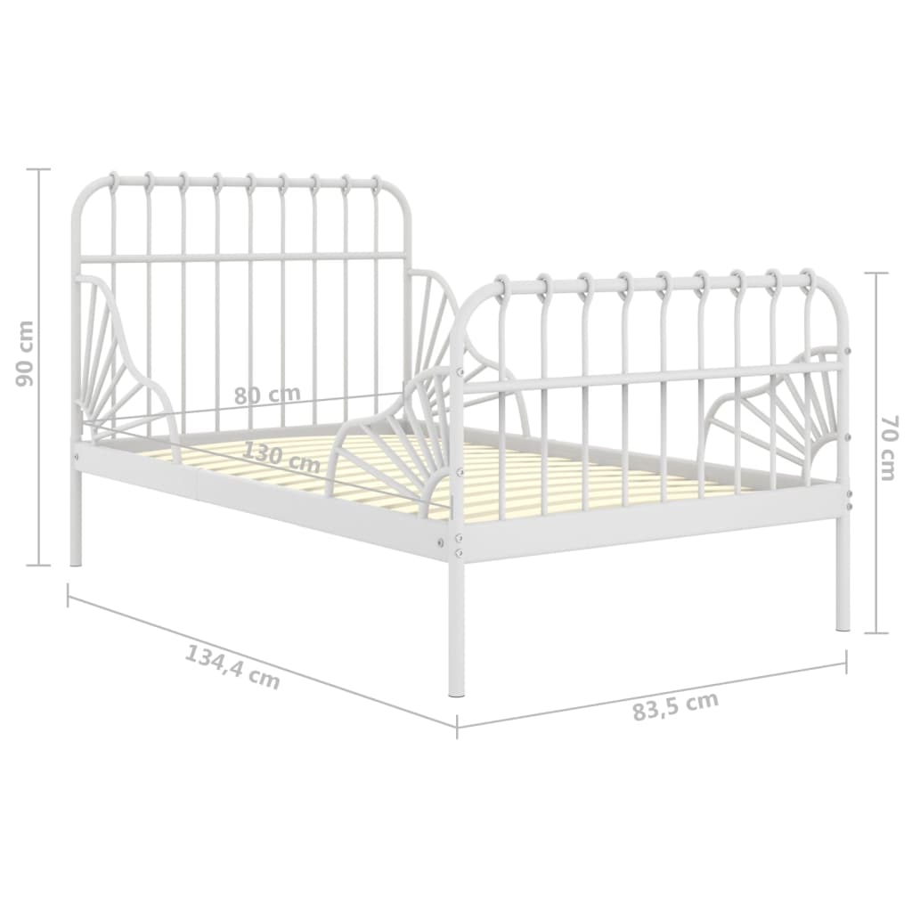 Cadre de lit extensible sans matelas blanc métal 80x130/200 cm - XIOS