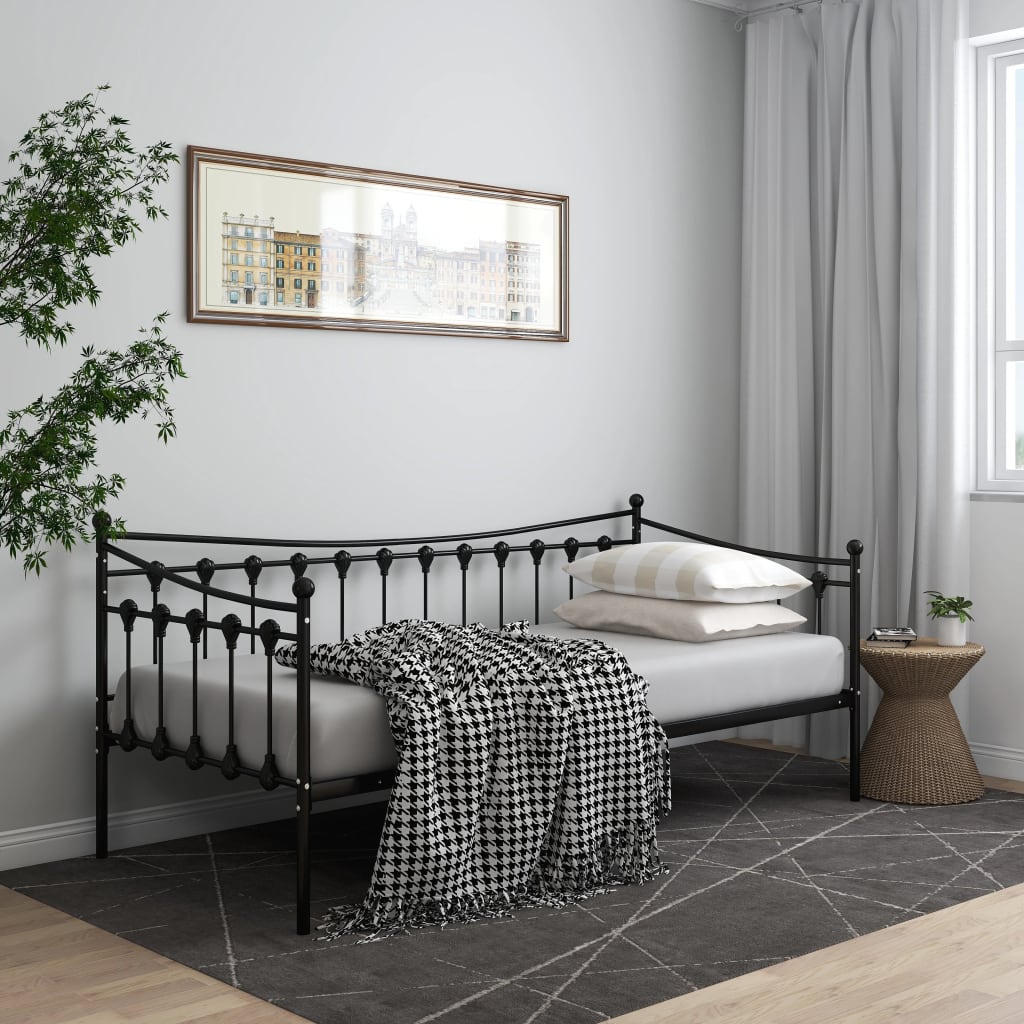 Cadre de canapé-lit sans matelas noir métal 90x200 cm - XIOS