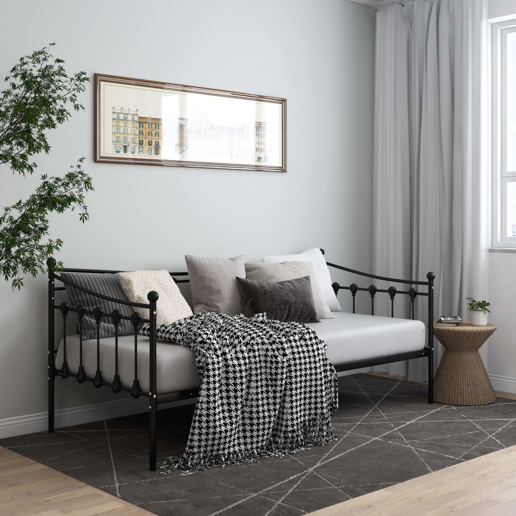 Cadre de canapé-lit sans matelas noir métal 90x200 cm - XIOS