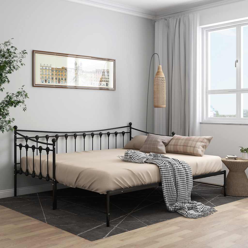 Cadre de canapé-lit extensible sans matelas Noir Métal 90x200cm - XIOS