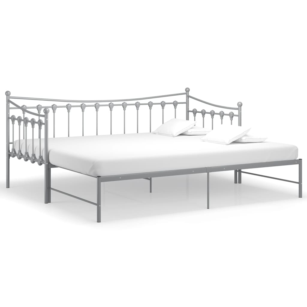 Cadre de canapé-lit extensible sans matelas gris métal 90x200cm