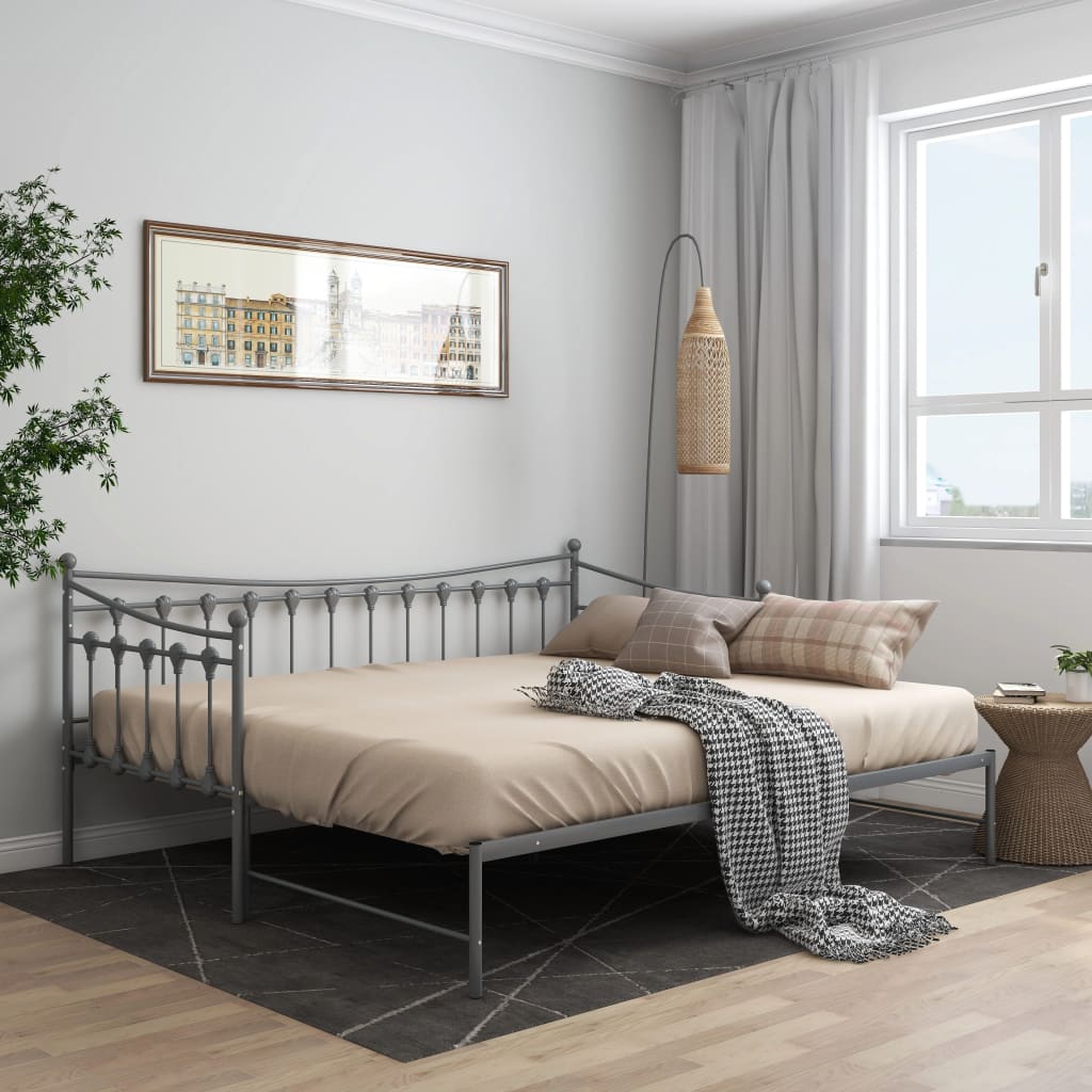 Cadre de canapé-lit extensible sans matelas gris métal 90x200cm - XIOS