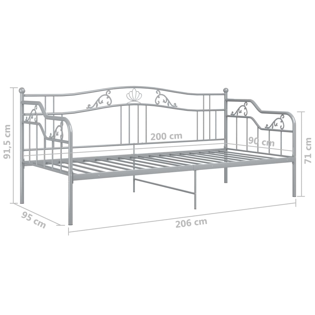 Cadre de canapé-lit sans matelas gris métal 90x200 cm - XIOS