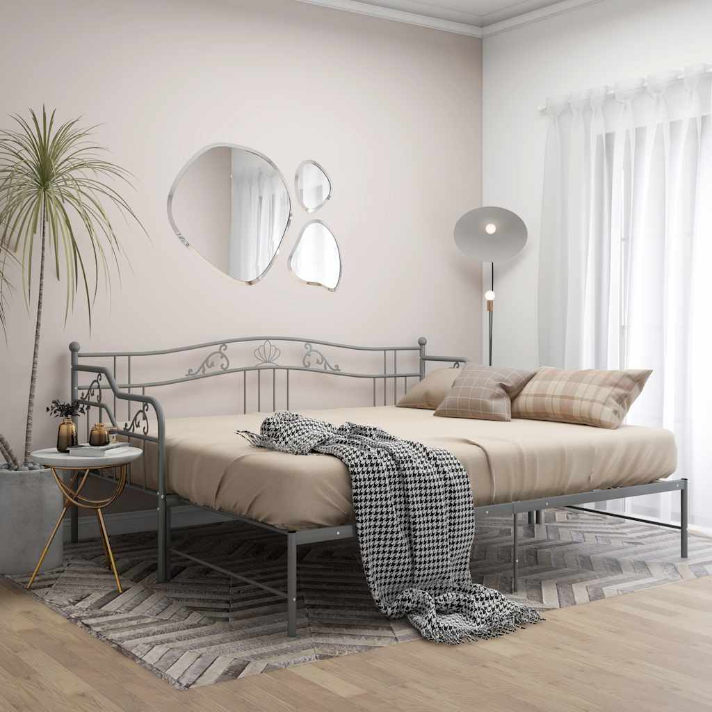 Cadre de canapé-lit extensible sans matelas gris métal 90x200cm - XIOS