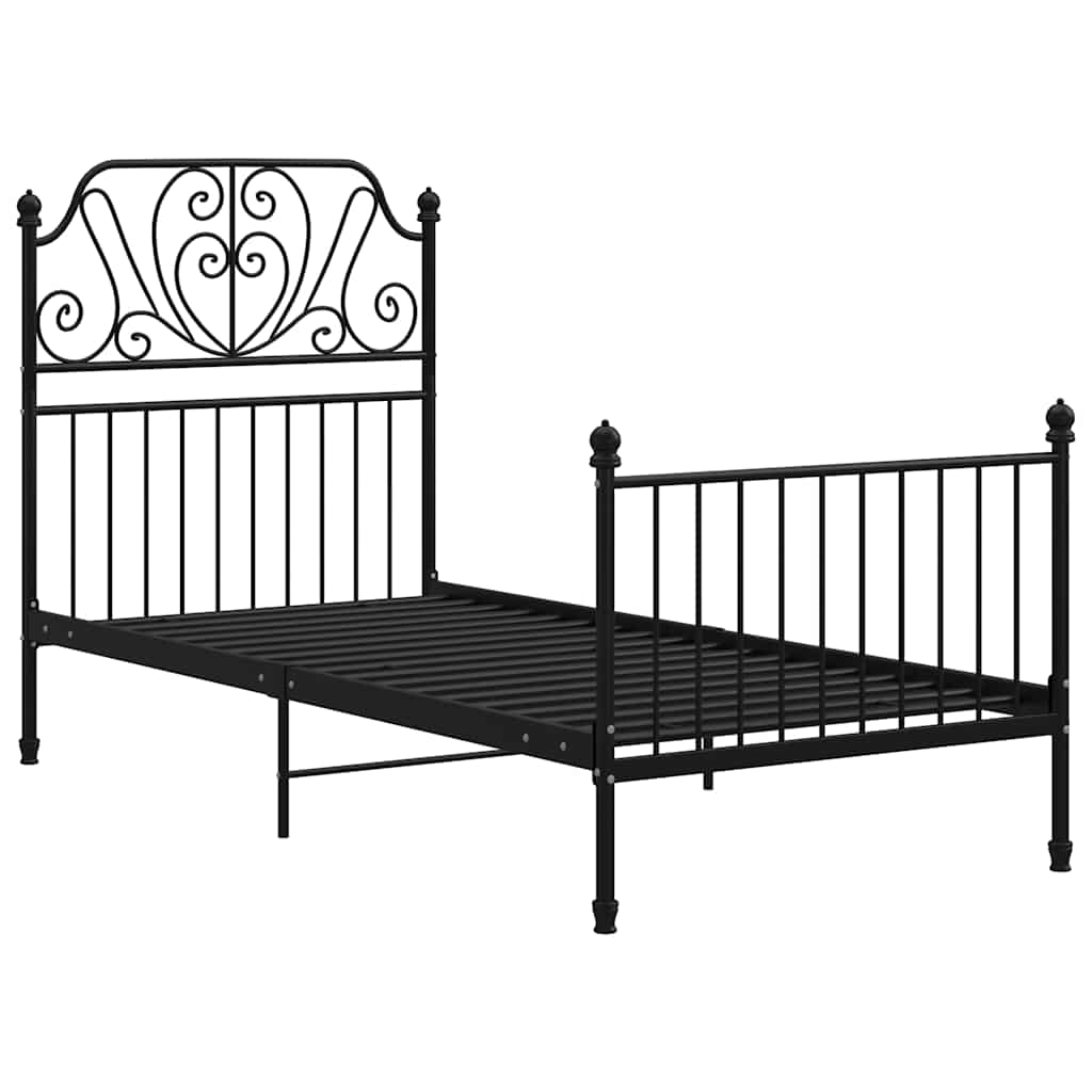 Cadre de lit sans matelas noir métal 90x200 cm - XIOS