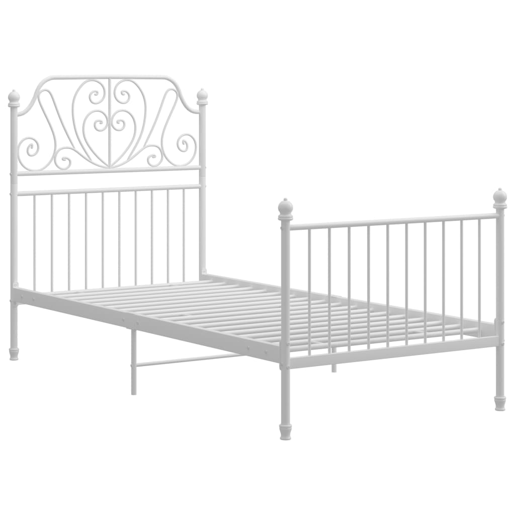 Cadre de lit sans matelas blanc métal 90x200 cm - XIOS