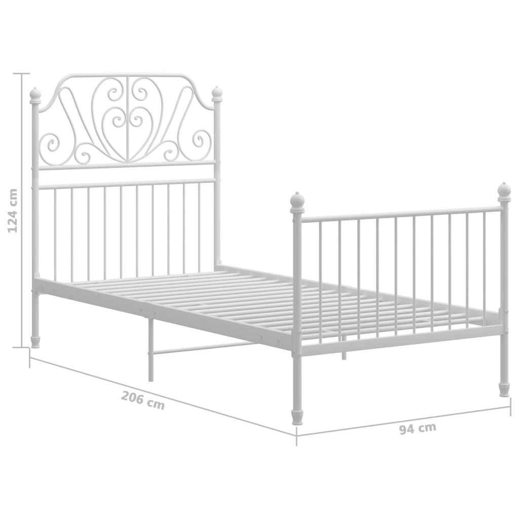 Cadre de lit sans matelas blanc métal 90x200 cm - XIOS