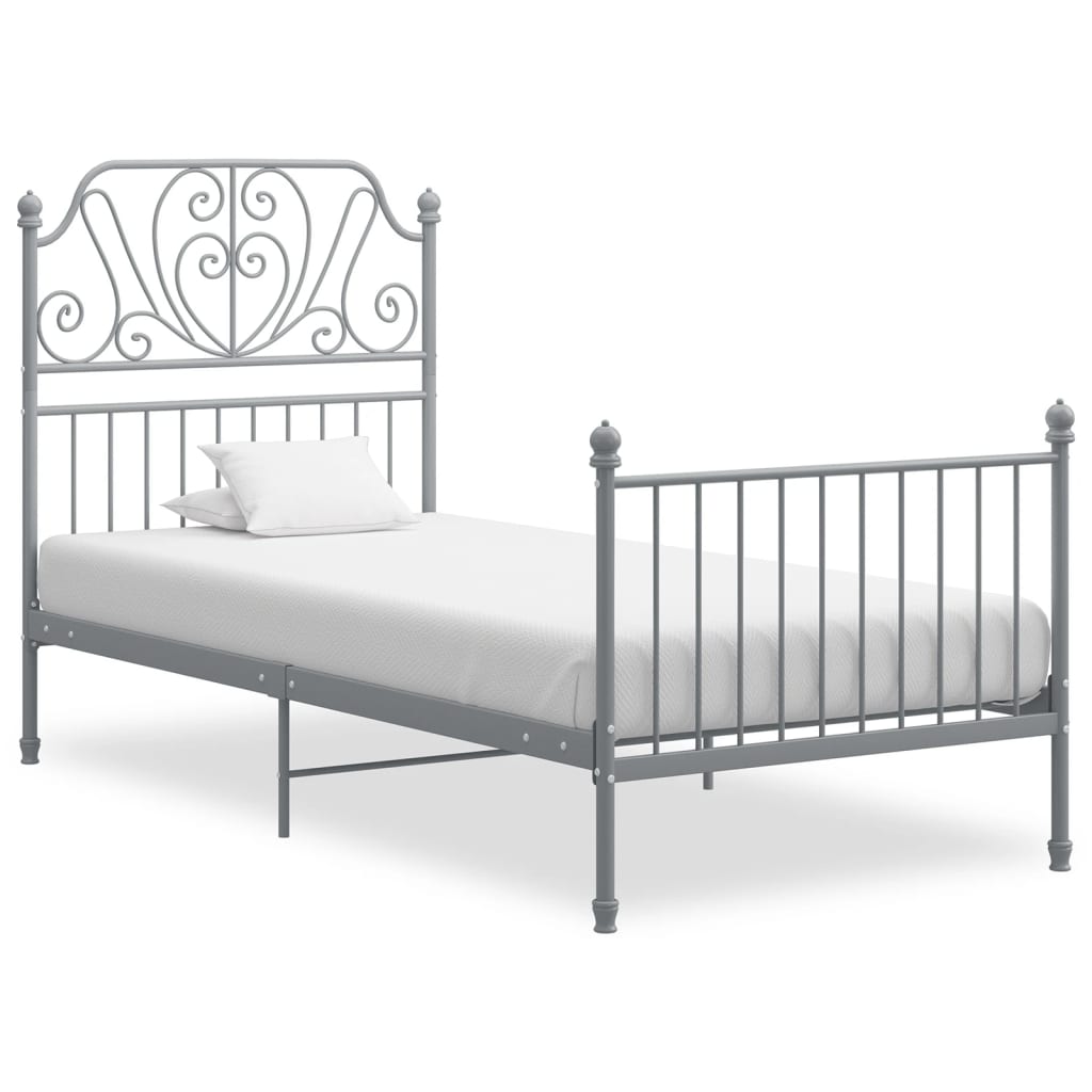 Cadre de lit sans matelas gris métal 90x200 cm - XIOS