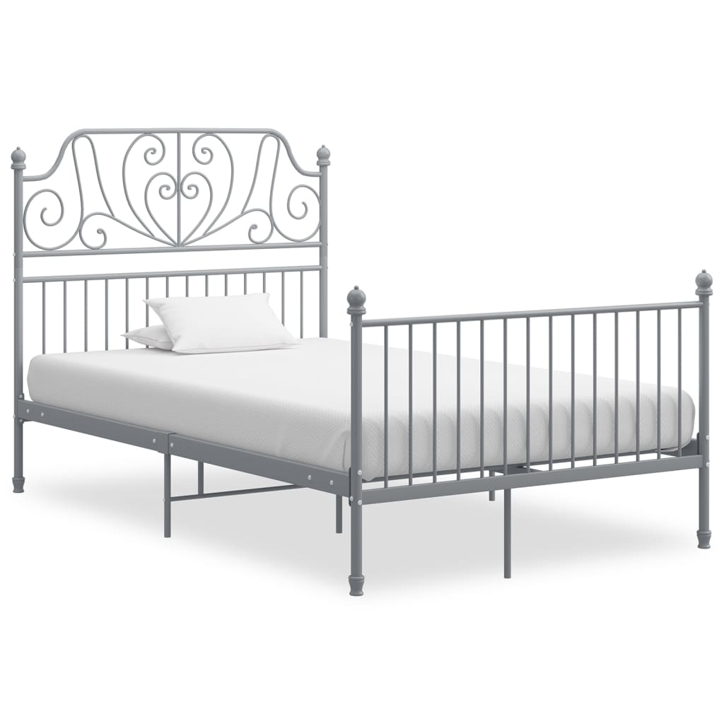 Cadre de lit sans matelas gris métal 120x200 cm - XIOS