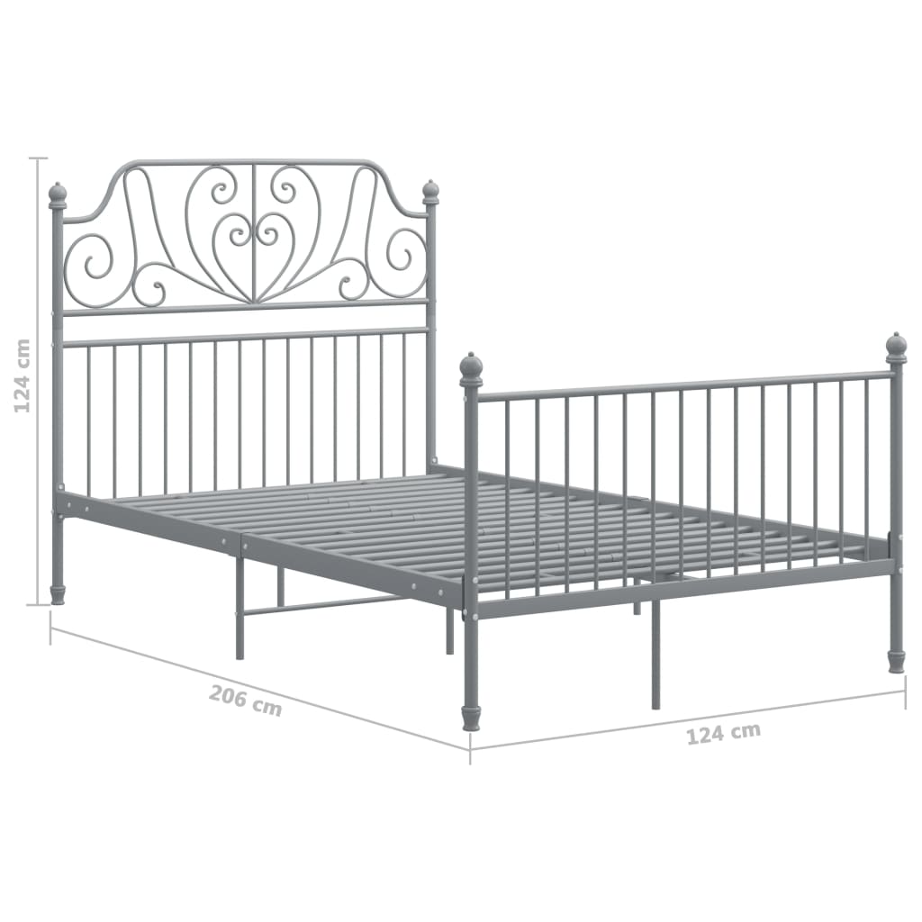 Cadre de lit sans matelas gris métal 120x200 cm - XIOS