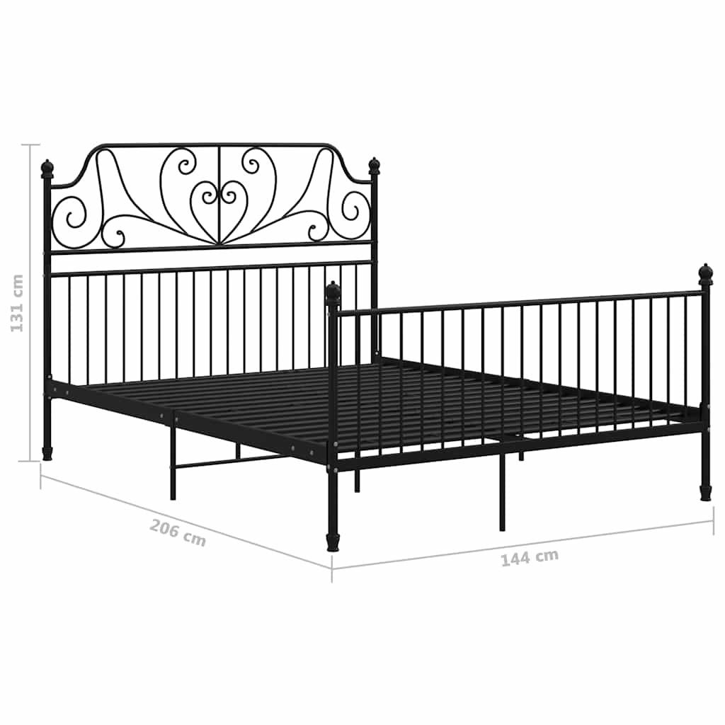Cadre de lit sans matelas noir métal 140x200 cm - XIOS