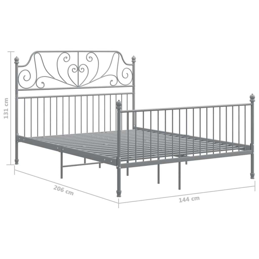 Cadre de lit sans matelas gris métal 140x200 cm - XIOS