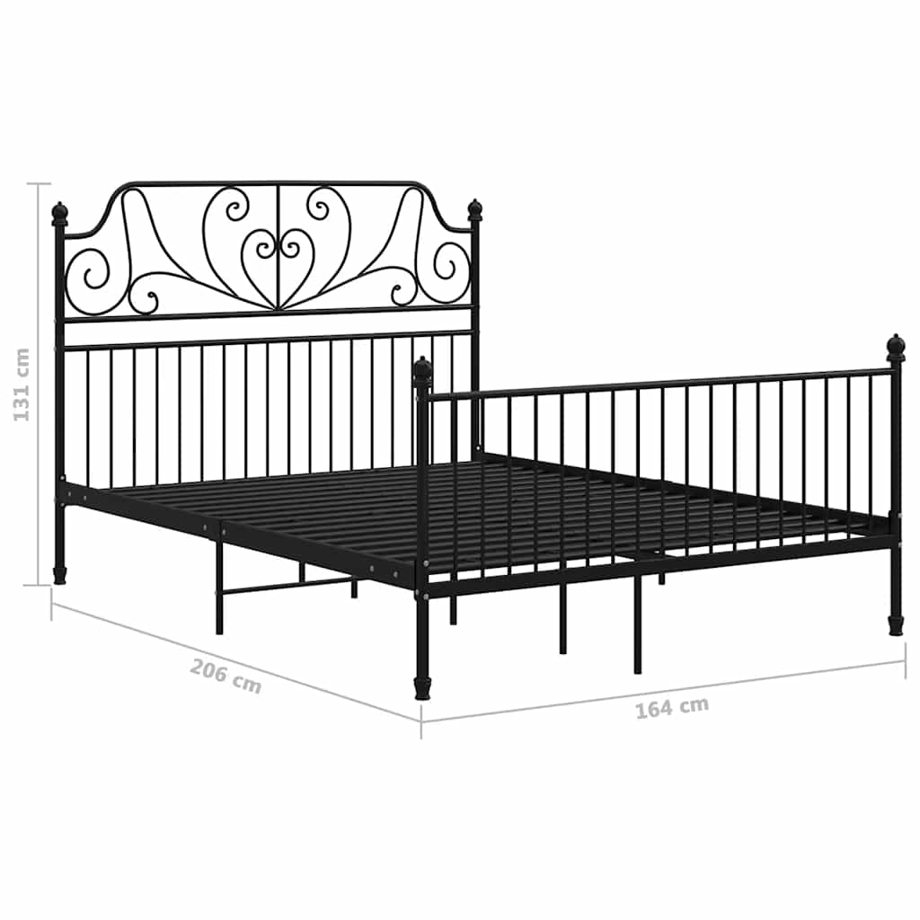 Cadre de lit sans matelas noir métal 160x200 cm - XIOS