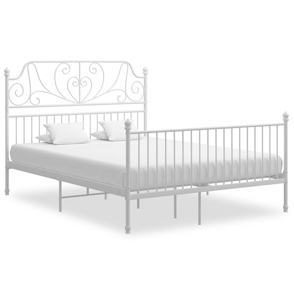 Cadre de lit et tête de lit sans matelas blanc 160x200 cm métal - XIOS