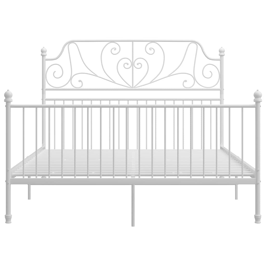 Cadre de lit et tête de lit sans matelas blanc 160x200 cm métal - XIOS