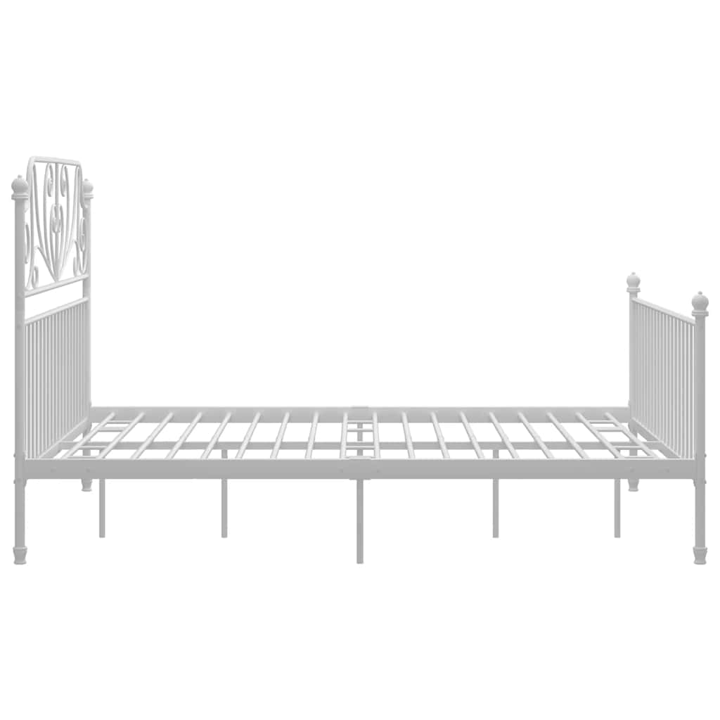 Cadre de lit et tête de lit sans matelas blanc 160x200 cm métal - XIOS