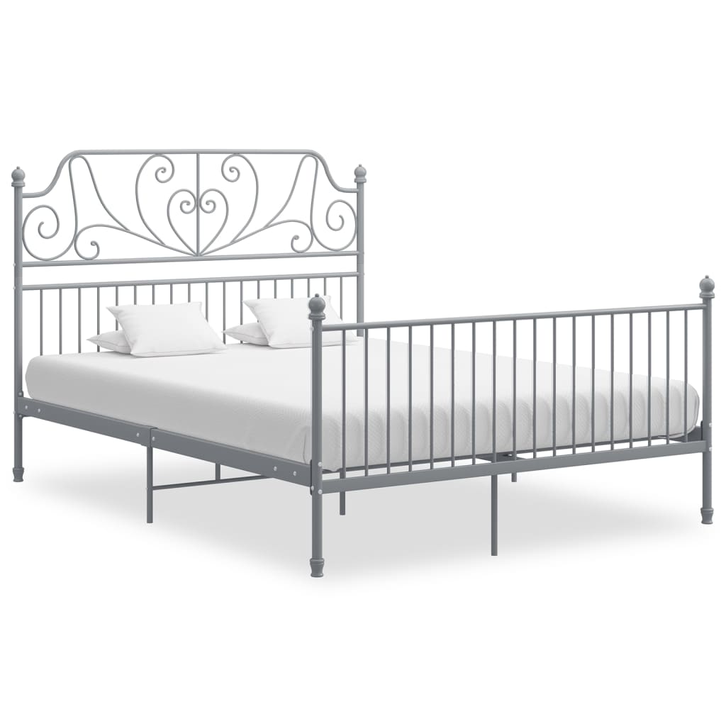 Cadre de lit sans matelas gris métal 160x200 cm - XIOS