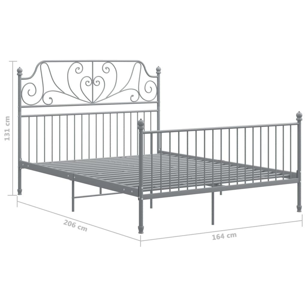 Cadre de lit sans matelas gris métal 160x200 cm - XIOS