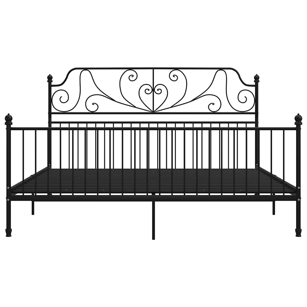 Cadre de lit sans matelas noir métal 180x200 cm