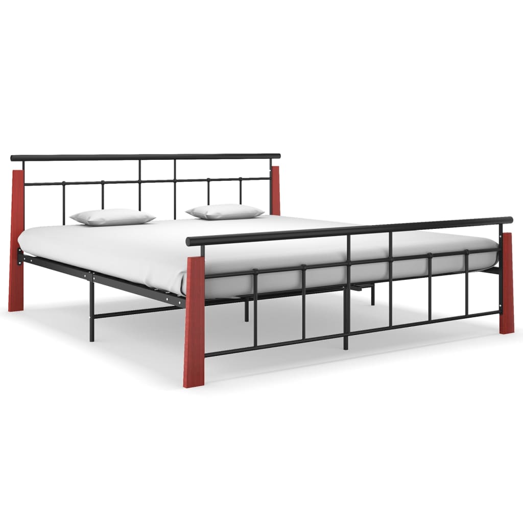 Cadre de lit sans matelas métal bois de chêne massif 180x200 cm - XIOS
