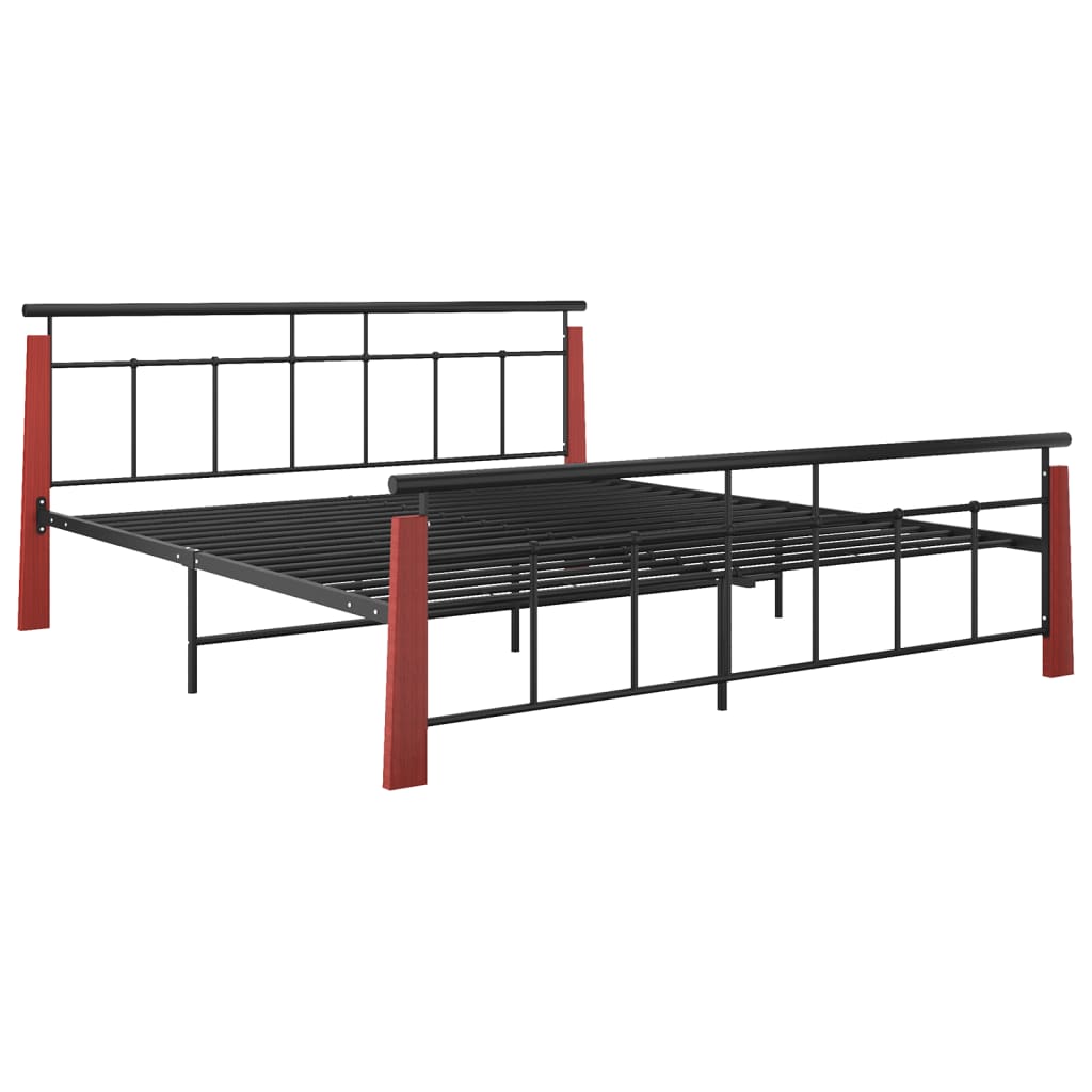 Cadre de lit sans matelas métal bois de chêne massif 180x200 cm - XIOS