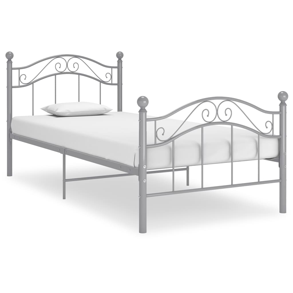 Cadre de lit sans matelas gris métal 90x200 cm - XIOS