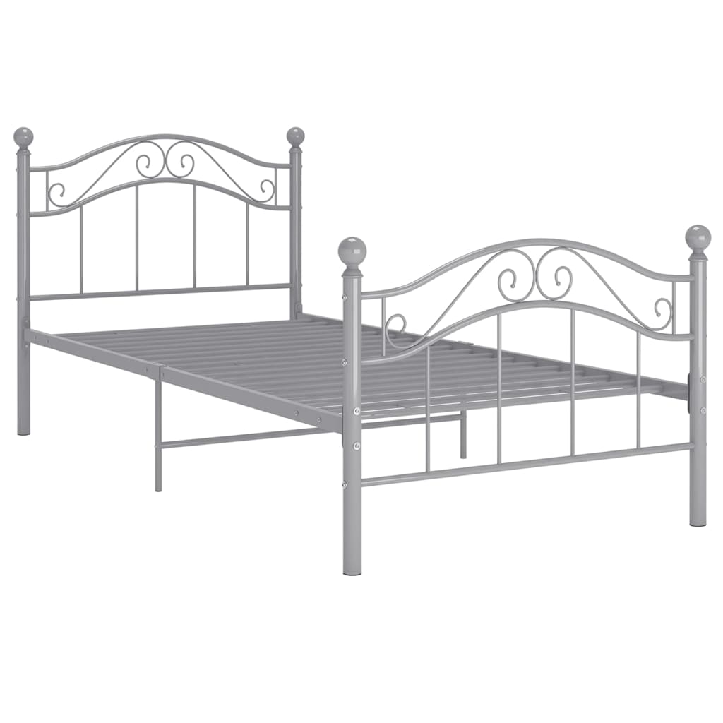 Cadre de lit sans matelas gris métal 90x200 cm - XIOS