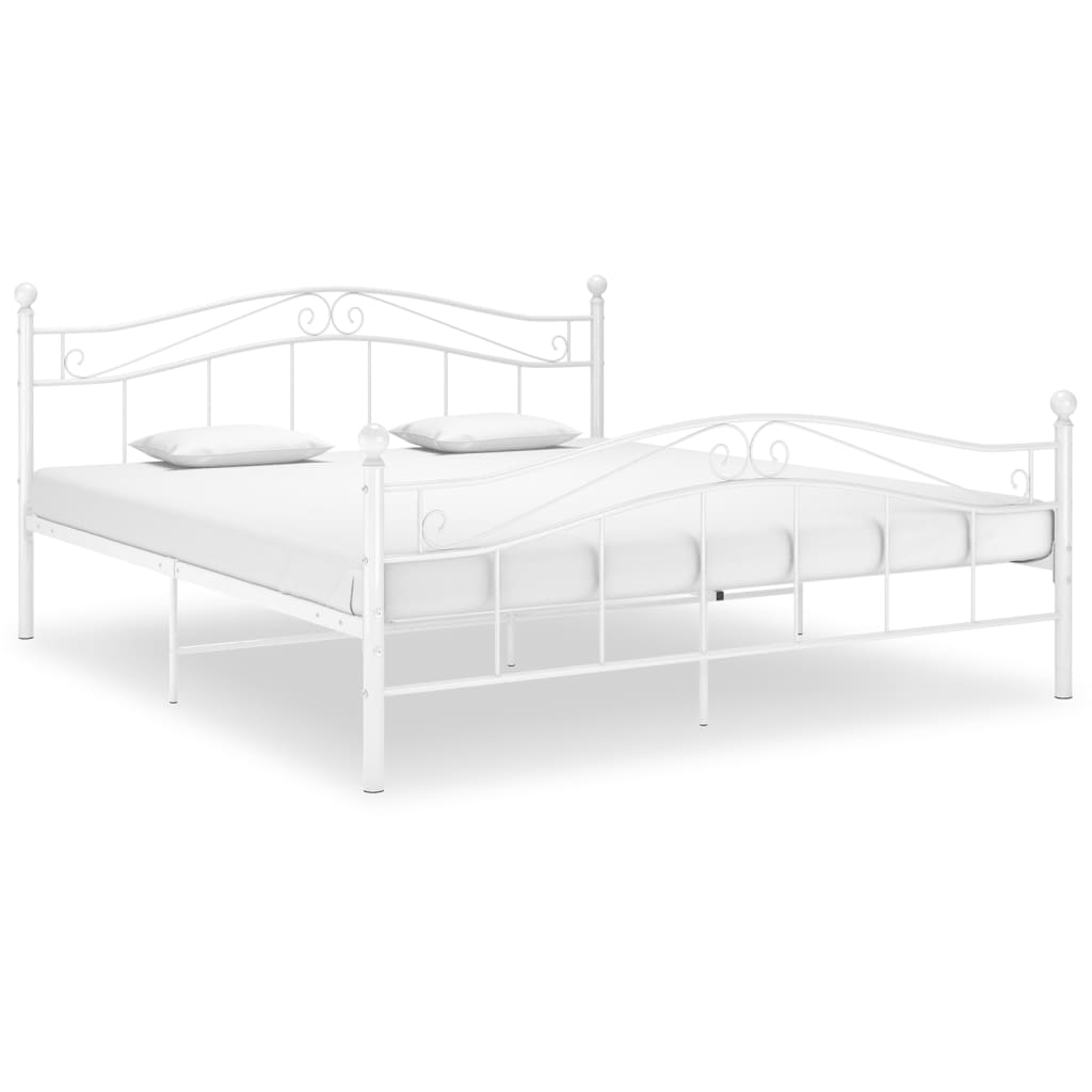 Cadre de lit sans matelas blanc métal 160x200 cm - XIOS