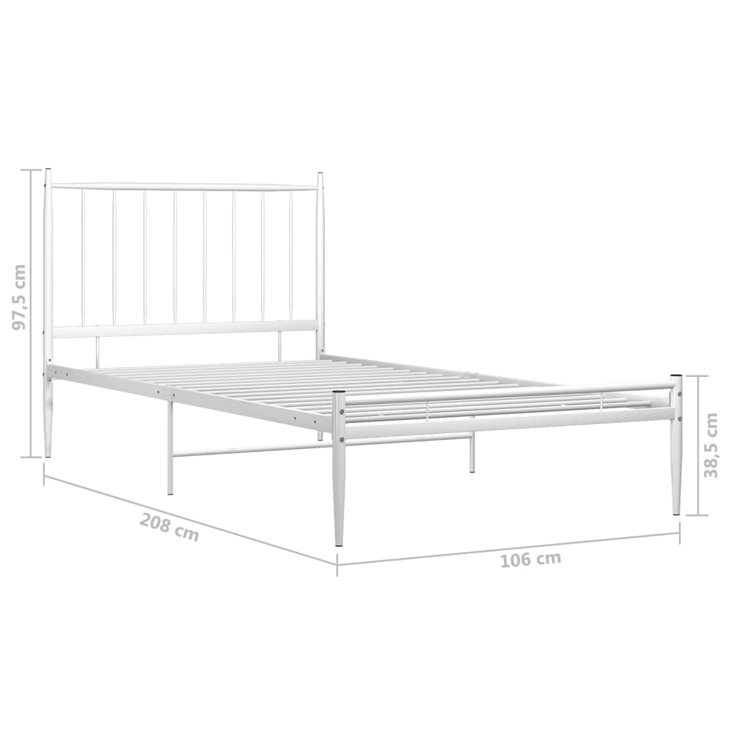 Cadre de lit sans matelas blanc métal 100x200 cm - XIOS