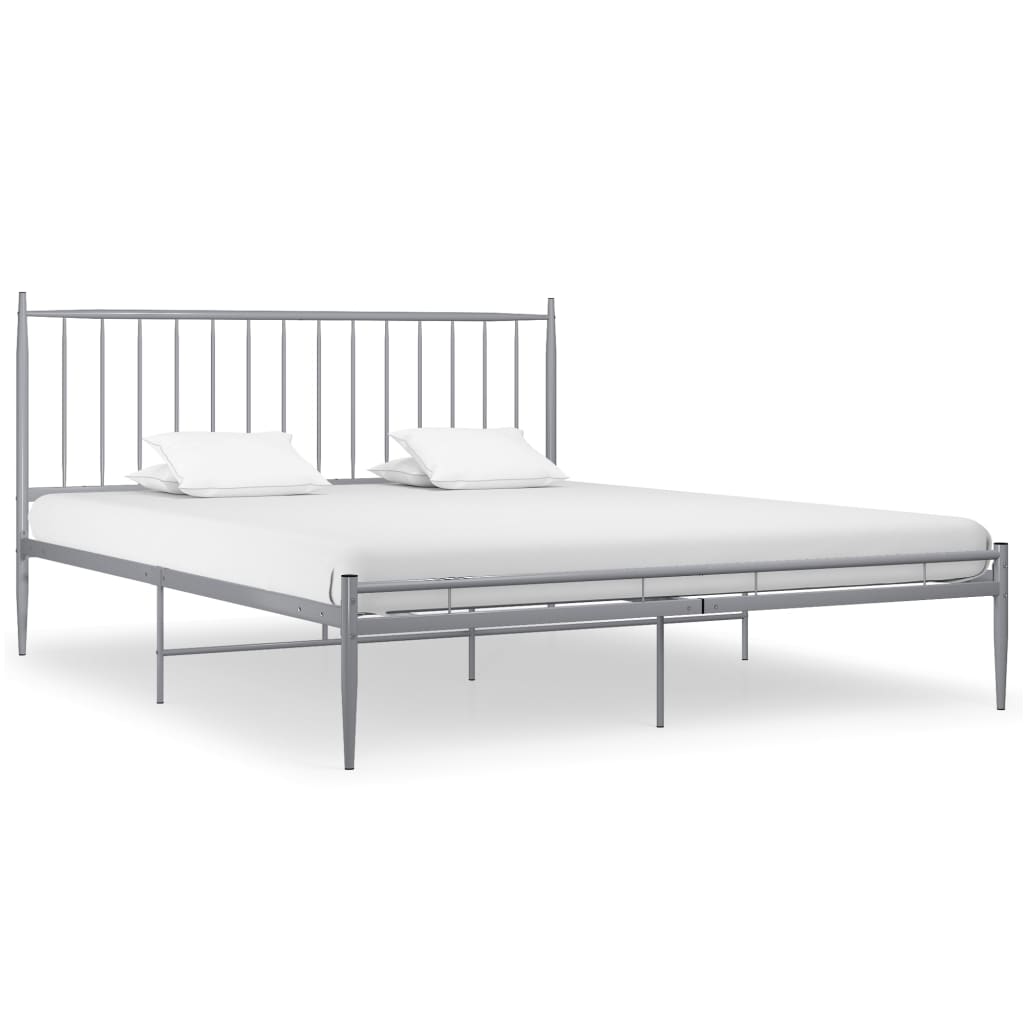 Cadre de lit sans matelas gris métal 200x200 cm - XIOS