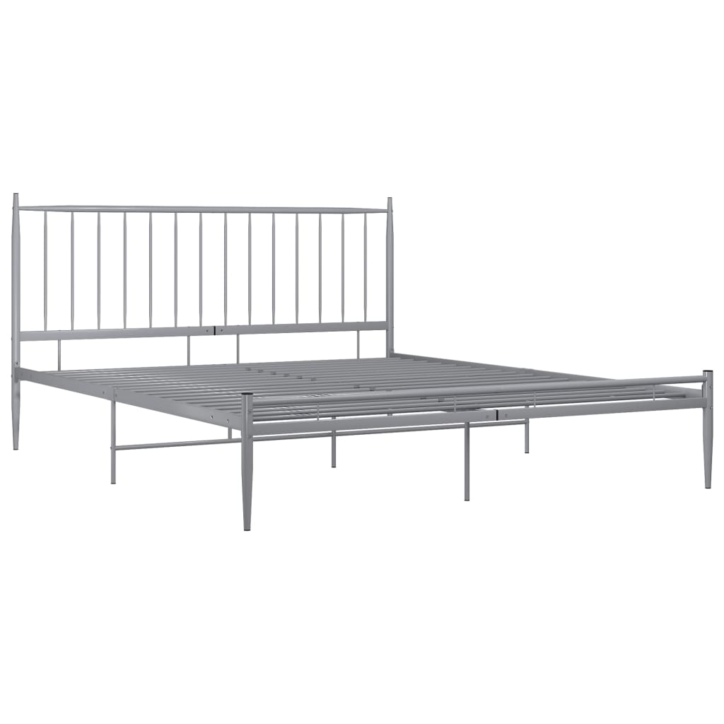 Cadre de lit sans matelas gris métal 200x200 cm - XIOS